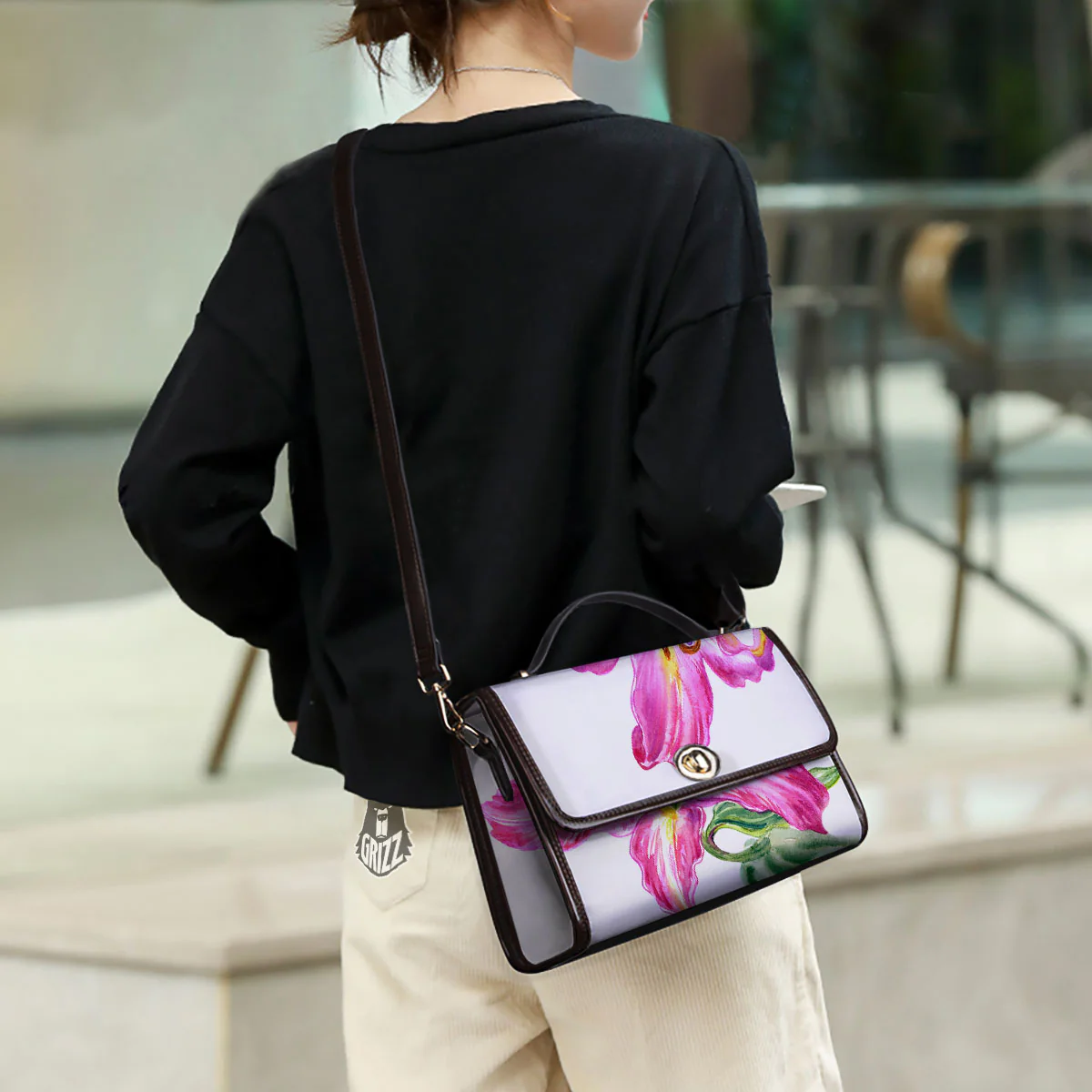 Lily Pink Watercolor Print Women's Satchel Bag - Image 3