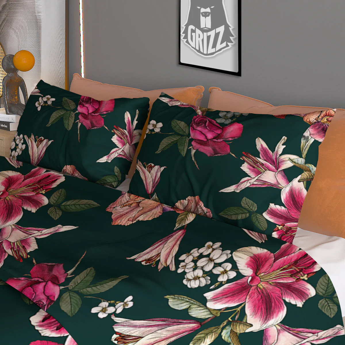 Lily Tropical Watercolor Print Pattern Duvet Cover Bedding Set - Image 3