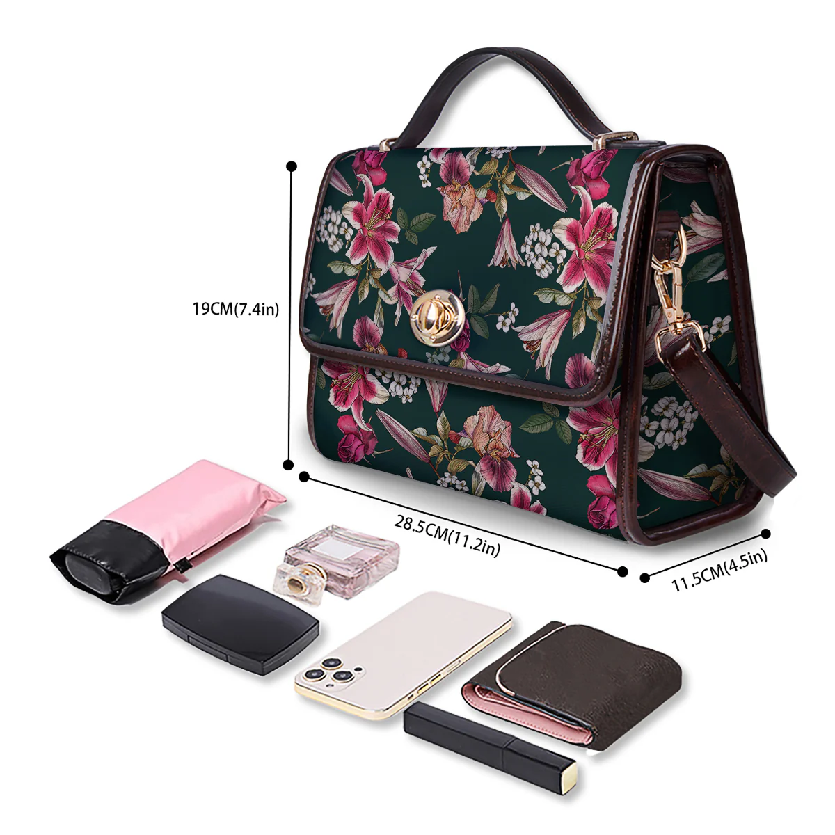 Lily Tropical Watercolor Print Pattern Women's Satchel Bag - Image 4