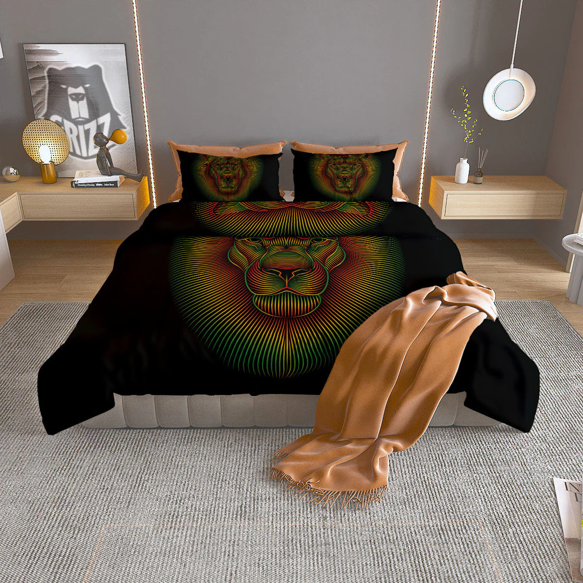 Lion Rasta Print Duvet Cover Bedding Set