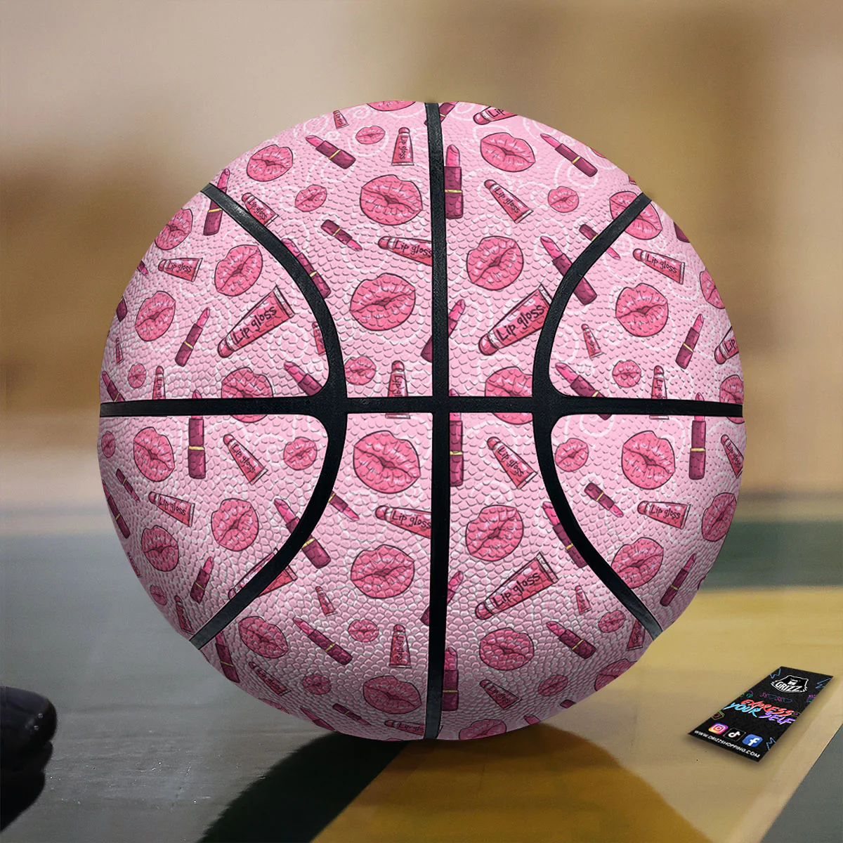 Lips Funky Kiss Print Pattern Basketball