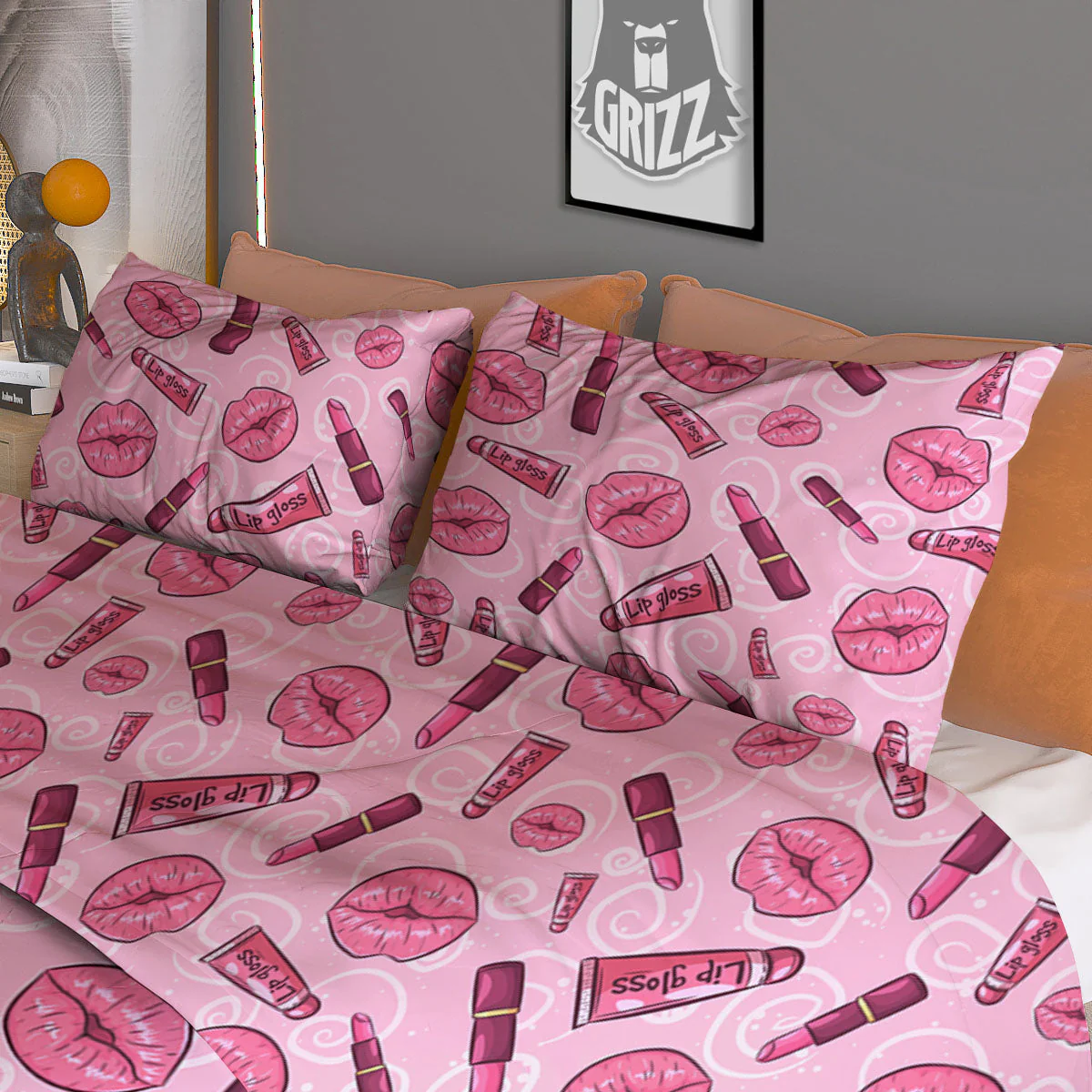 Lips Funky Kiss Print Pattern Duvet Cover Bedding Set - Image 3