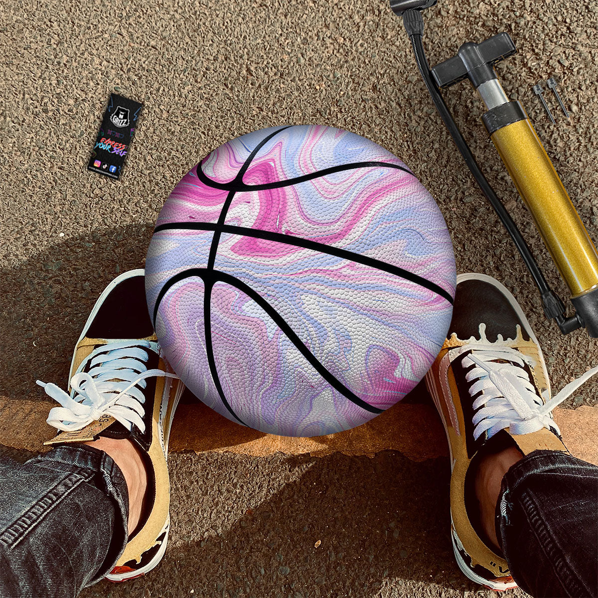 Liquid And Fluid Marble Pink Print Basketball - Image 2