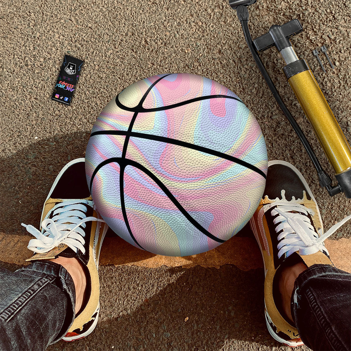 Liquid And Marble Pastel Print Basketball - Image 2