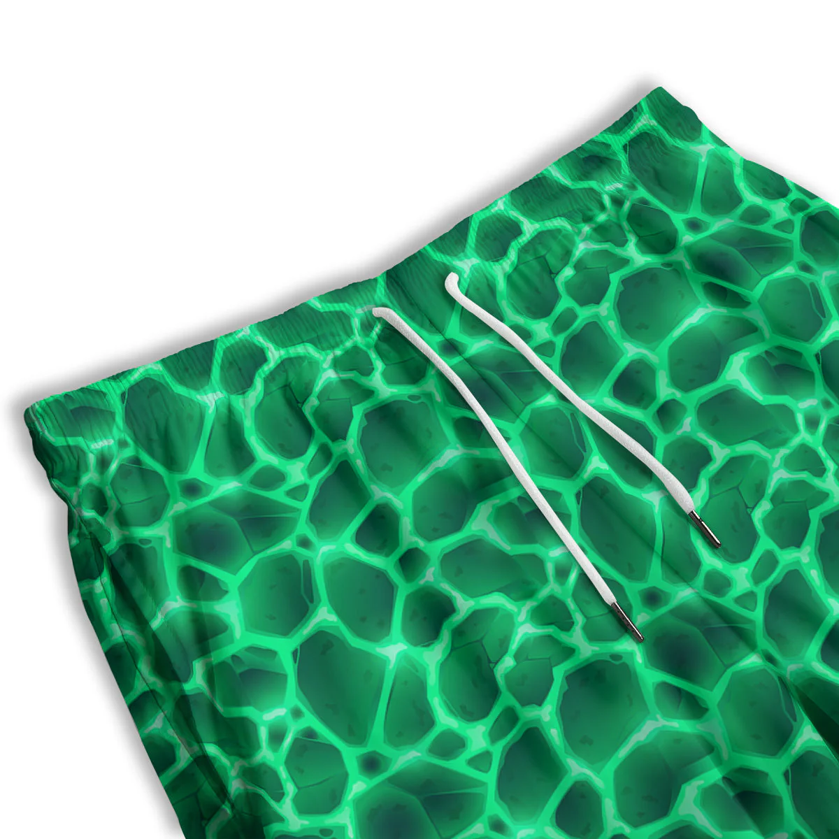 Liquid Lava Green Print Pattern Men's Athletic Shorts - Image 3