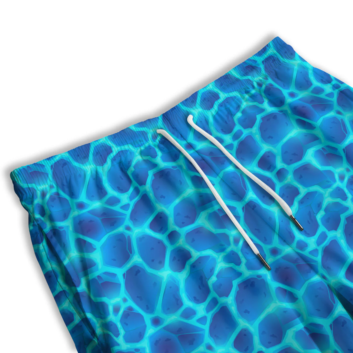 Liquid Lava Ice Blue Print Pattern Men's Athletic Shorts - Image 3