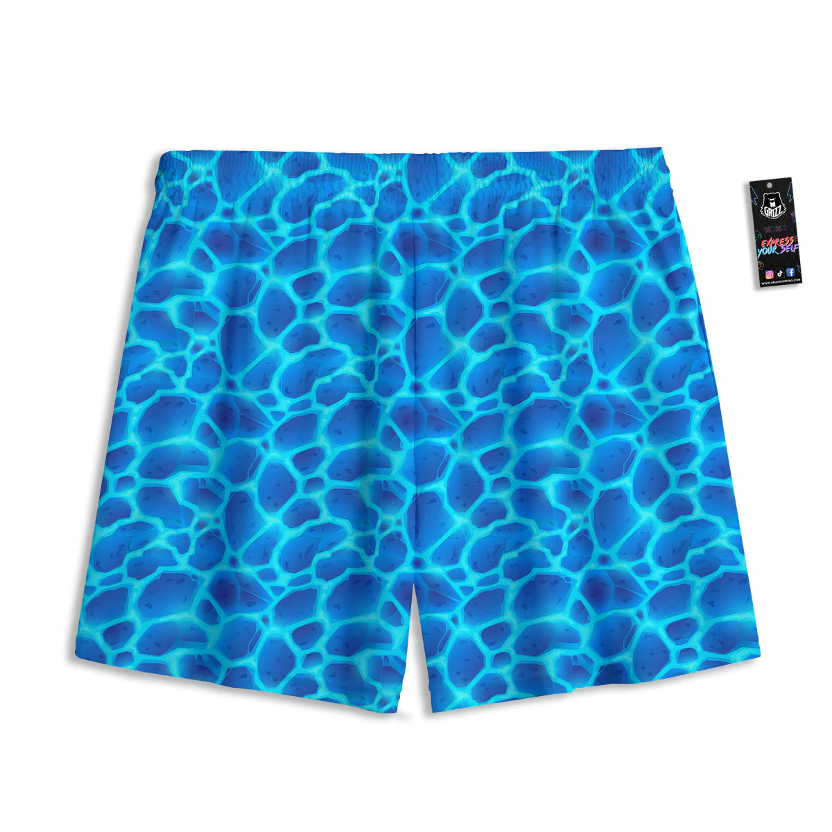 Liquid Lava Ice Blue Print Pattern Mesh Shorts - Image 2
