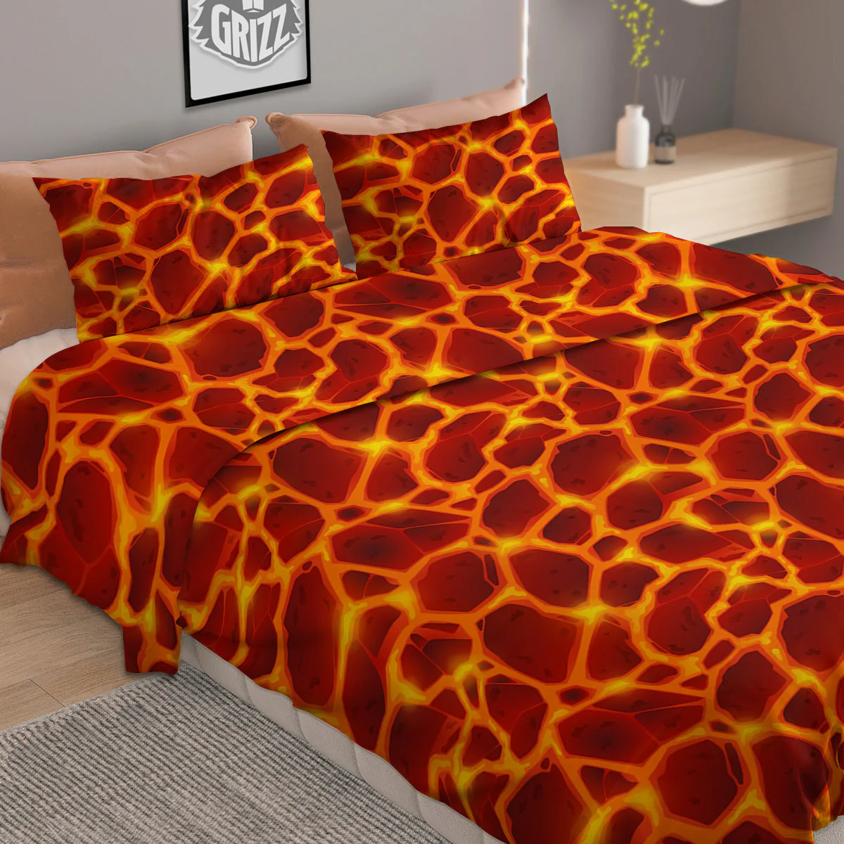 Liquid Lava Red Print Pattern Duvet Cover Bedding Set - Image 2