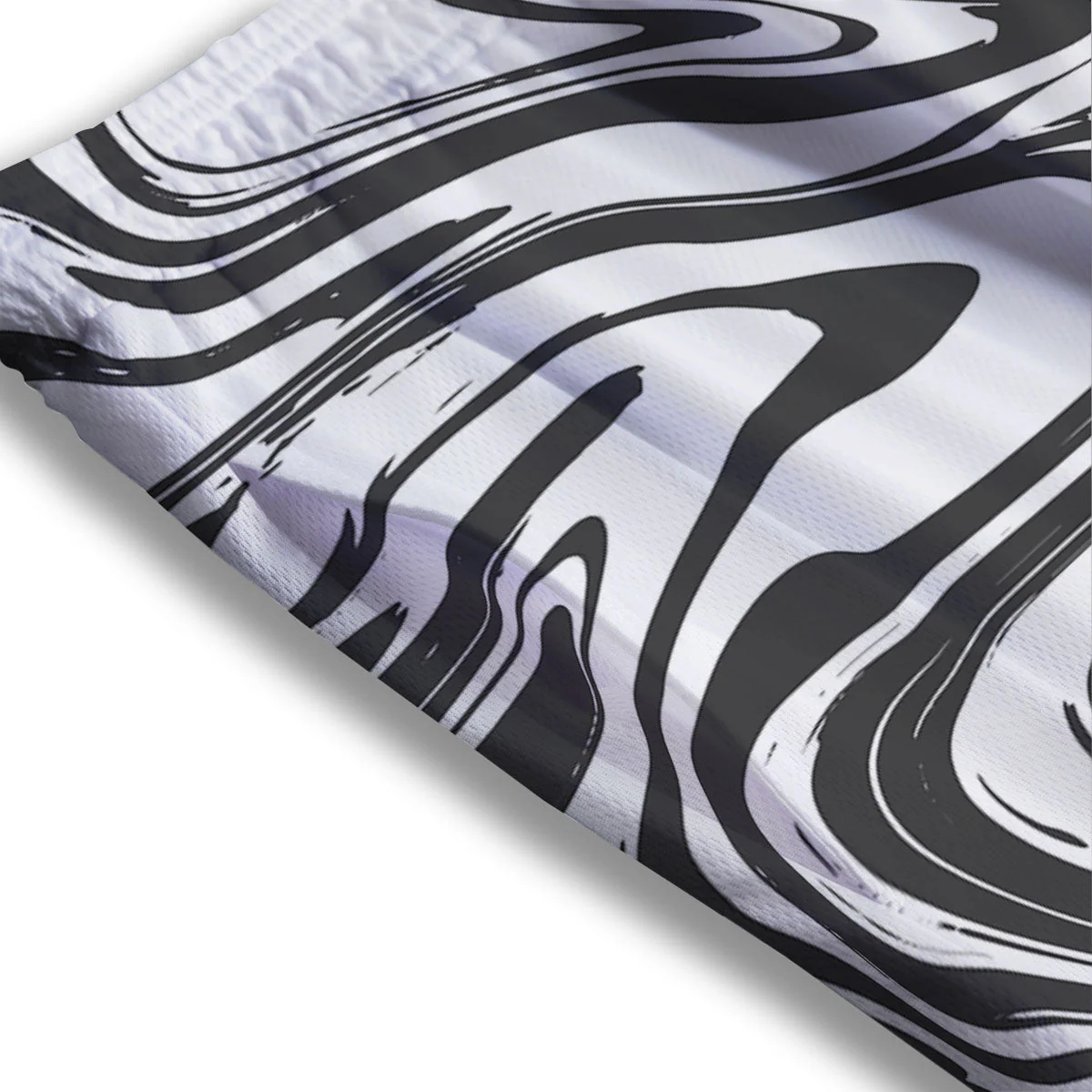 Liquid Marble Black White Print Mesh Shorts - Image 3