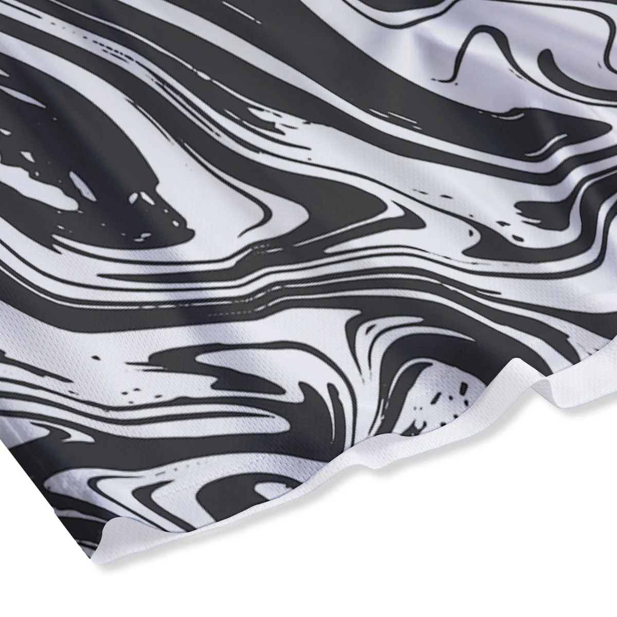 Liquid Marble Black White Print Mesh Shorts - Image 4
