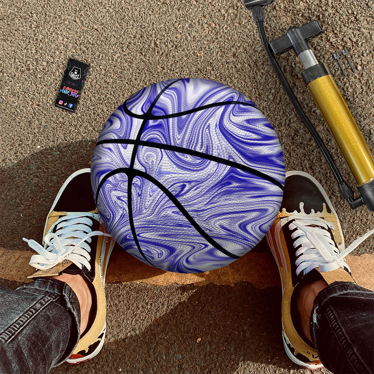 Liquid Psychedelic Print Pattern Basketball - Image 2