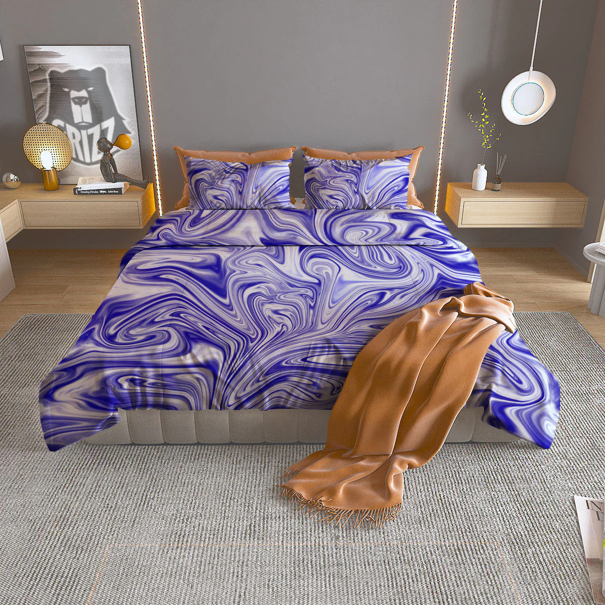 Liquid Psychedelic Print Pattern Duvet Cover Bedding Set