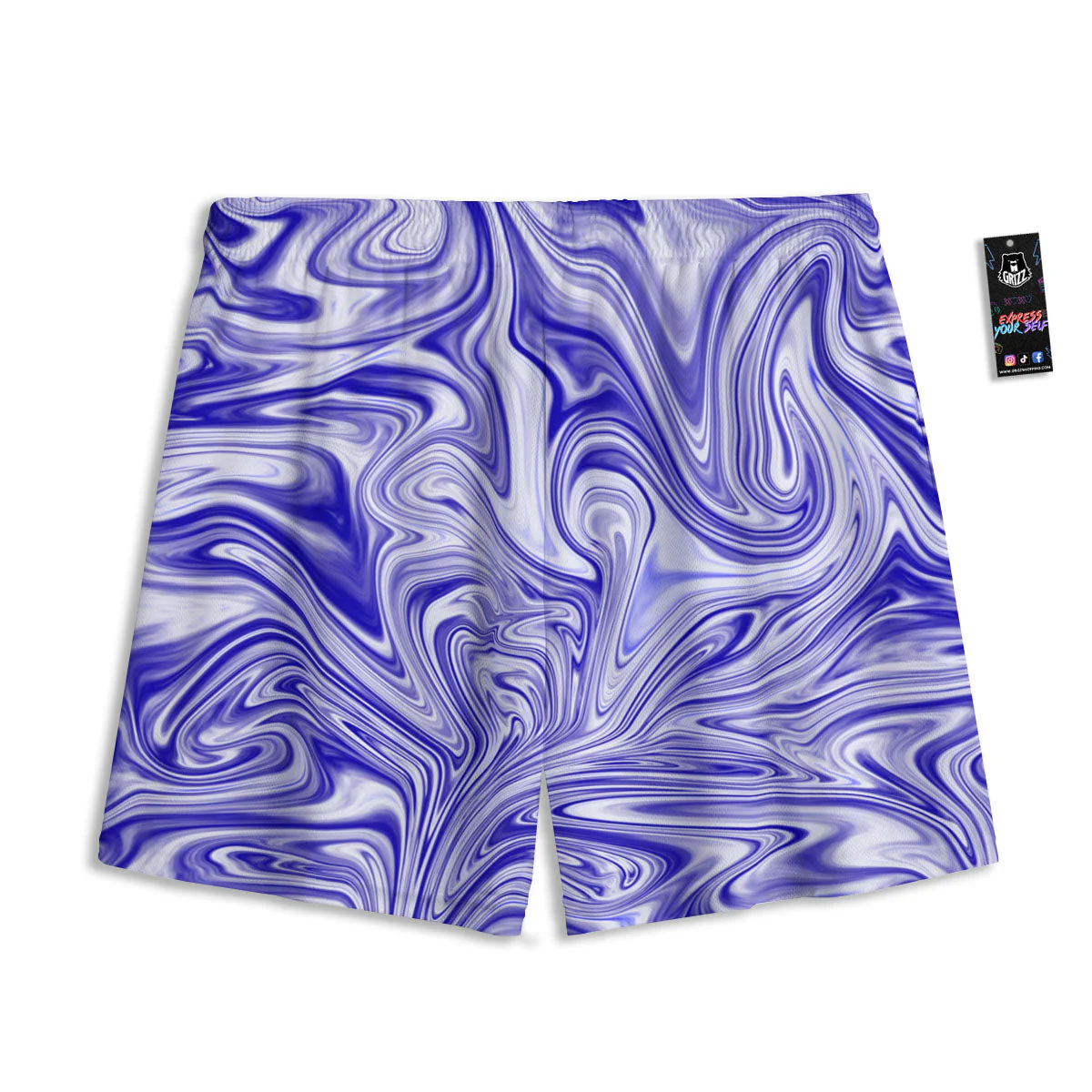 Liquid Psychedelic Print Pattern Mesh Shorts - Image 2