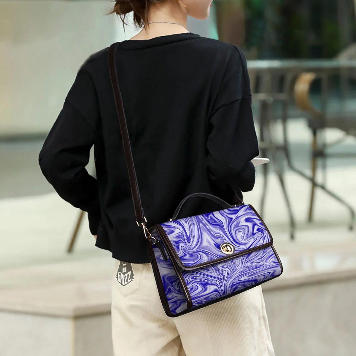 Liquid Psychedelic Print Pattern Women's Satchel Bag - Image 3