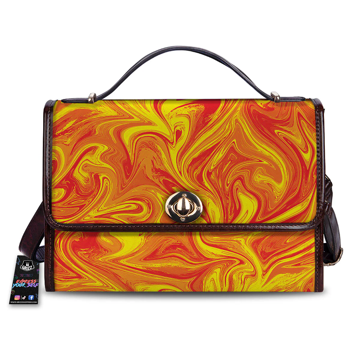 Liquid Psychedelic Trippy Orange Print Women's Satchel Bag
