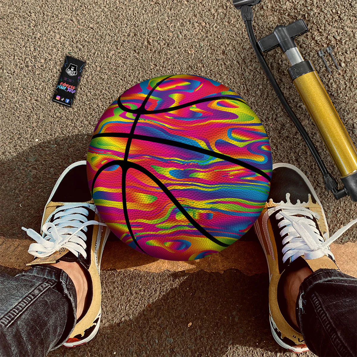 Liquid Trippy Abstract Colorful Print Basketball - Image 2