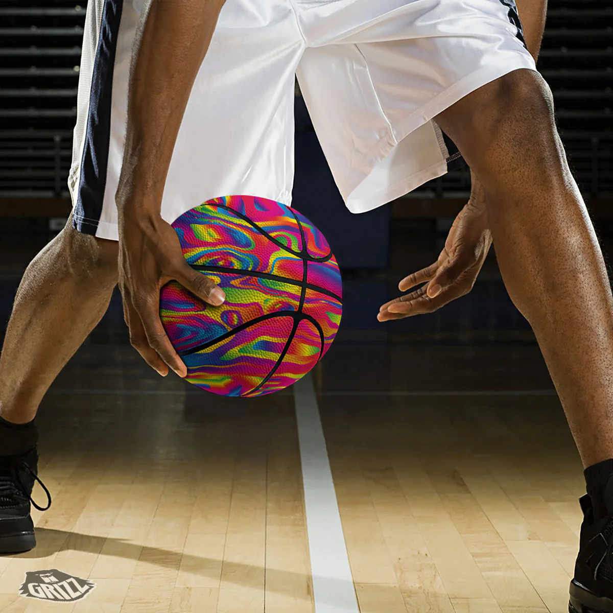 Liquid Trippy Abstract Colorful Print Basketball - Image 3