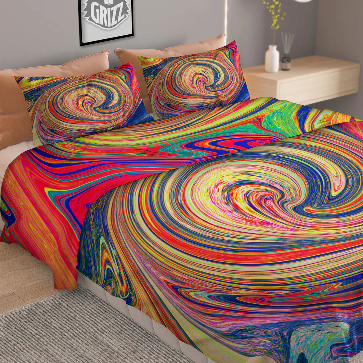 Liquid Trippy Abstract Psychedelic Print Duvet Cover Bedding Set - Image 2