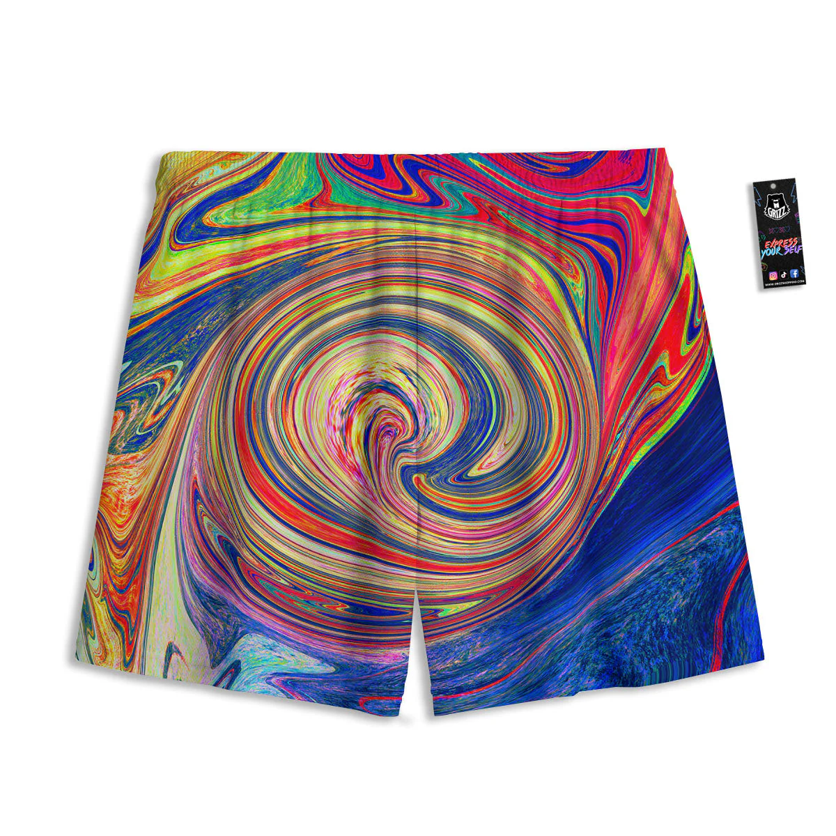 Liquid Trippy Abstract Psychedelic Print Mesh Shorts - Image 2