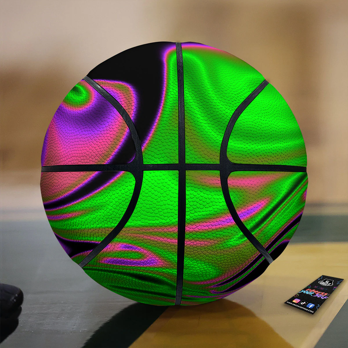Liquid Trippy Green Abstract Print Basketball