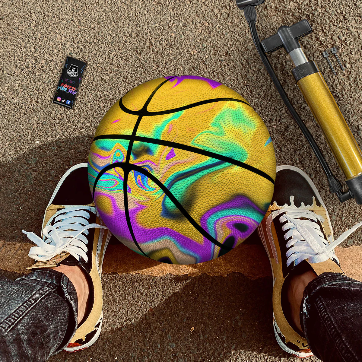 Liquid Trippy Holographic Neon Print Basketball - Image 2