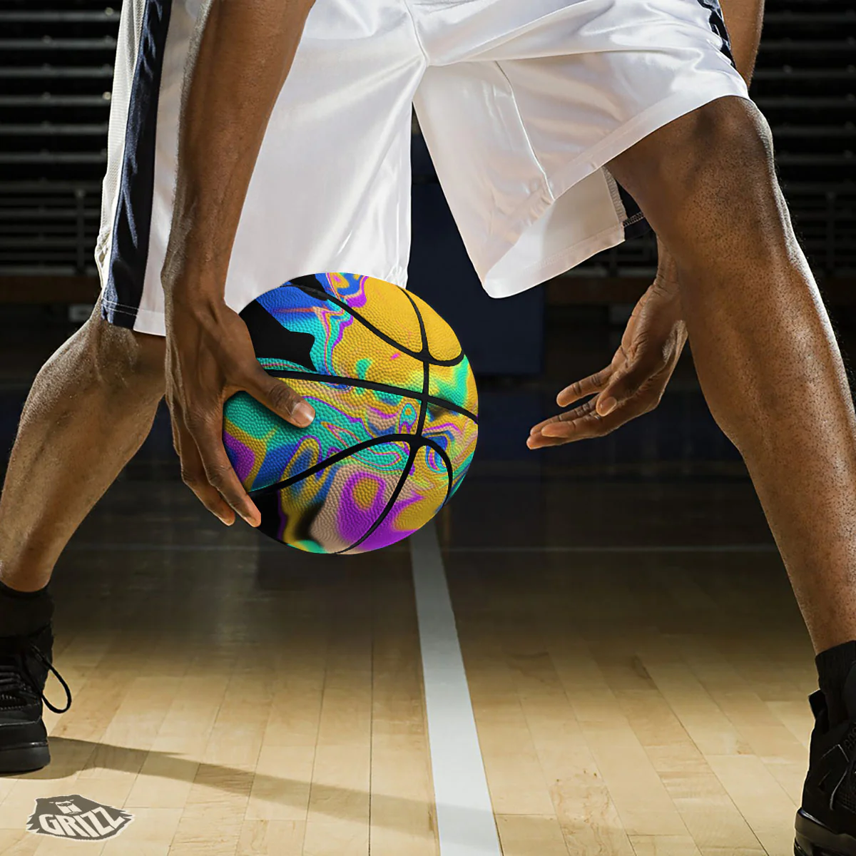 Liquid Trippy Holographic Neon Print Basketball - Image 3