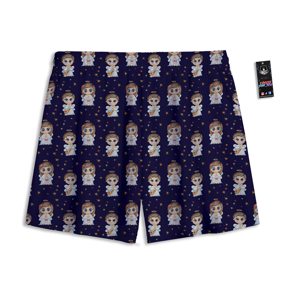 Little Angel Print Pattern Mesh Shorts - Image 2