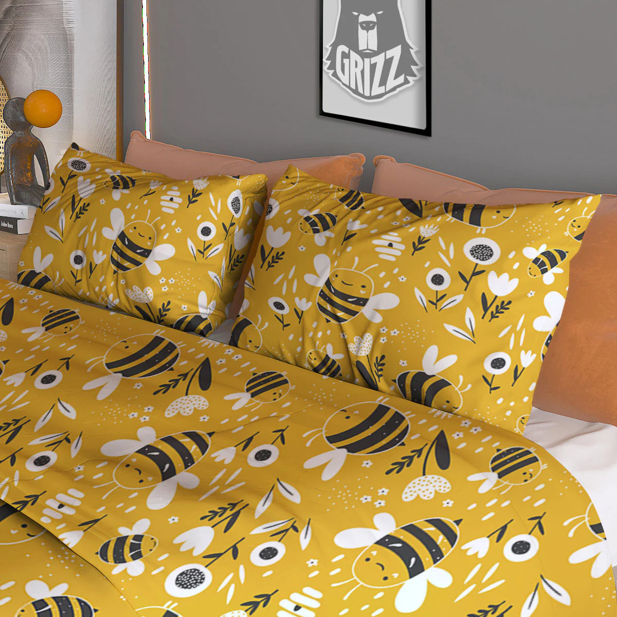 Little Bee Print Pattern Duvet Cover Bedding Set - Image 3