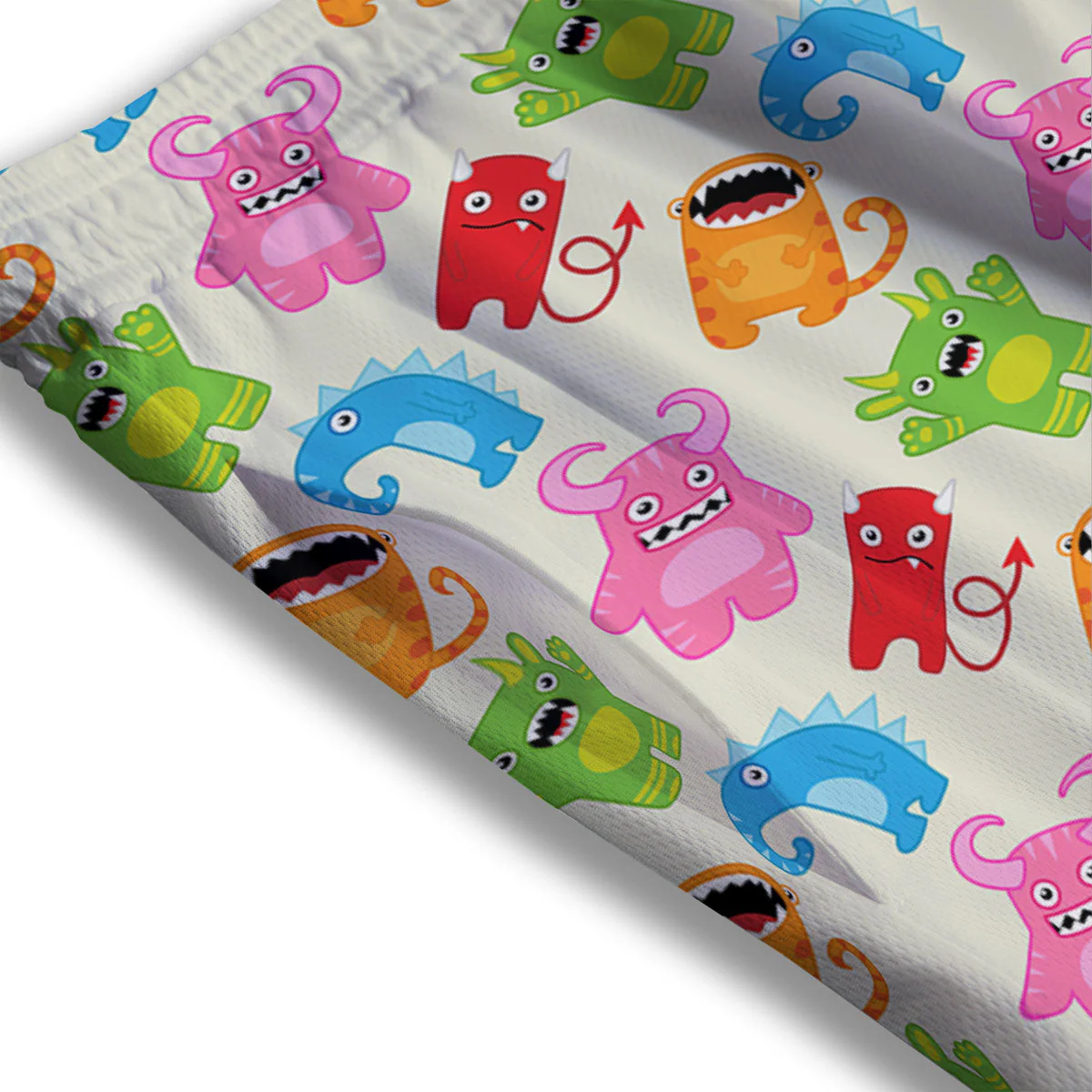 Little Monster Print Pattern Mesh Shorts - Image 3
