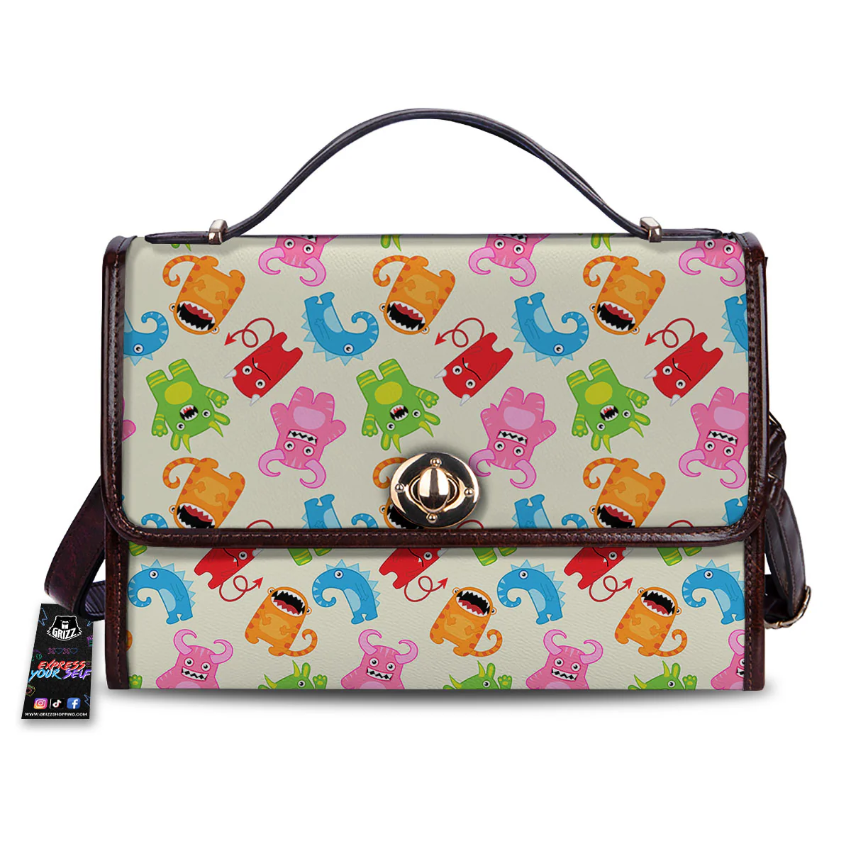 Little Monster Print Pattern Women's Satchel Bag