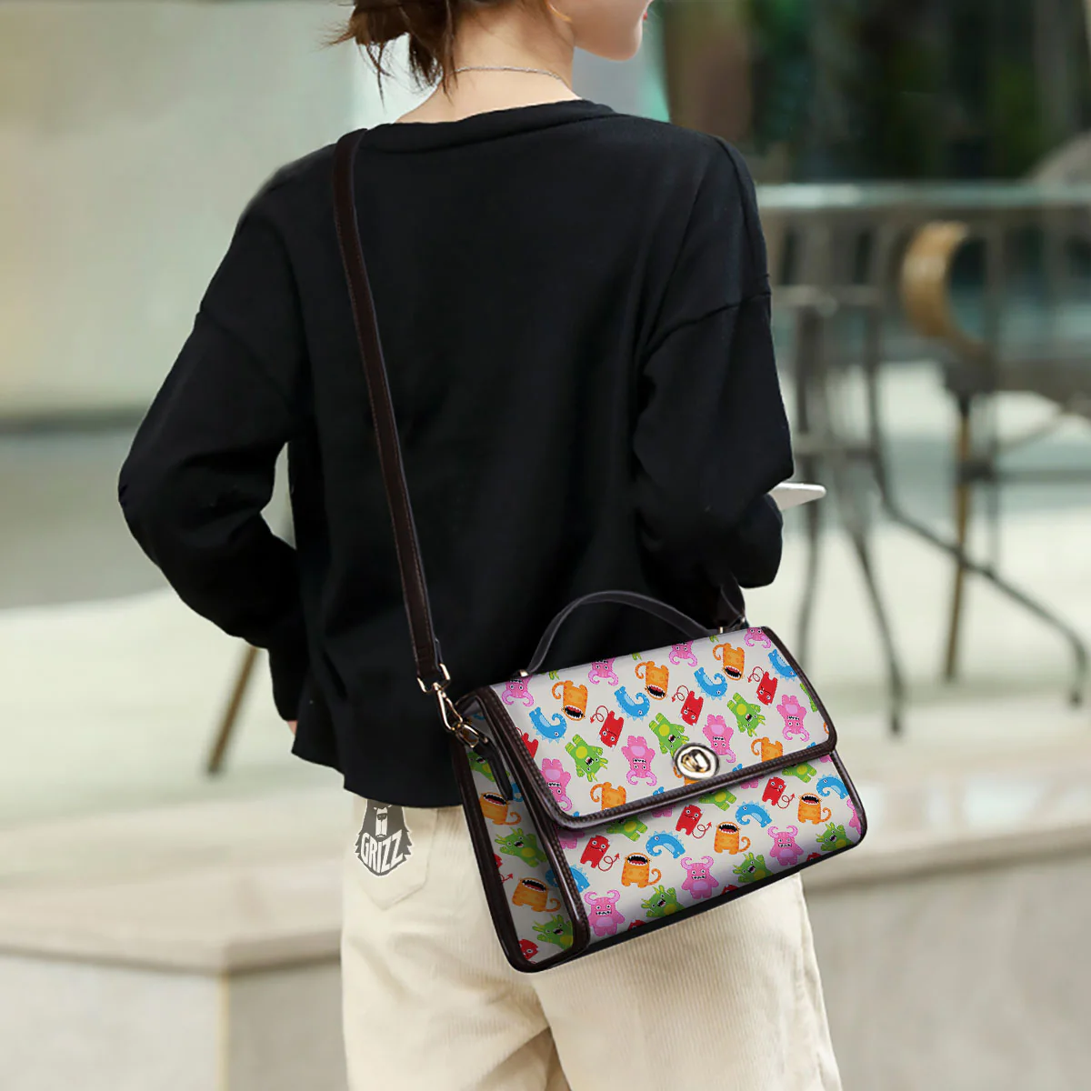 Little Monster Print Pattern Women's Satchel Bag - Image 3
