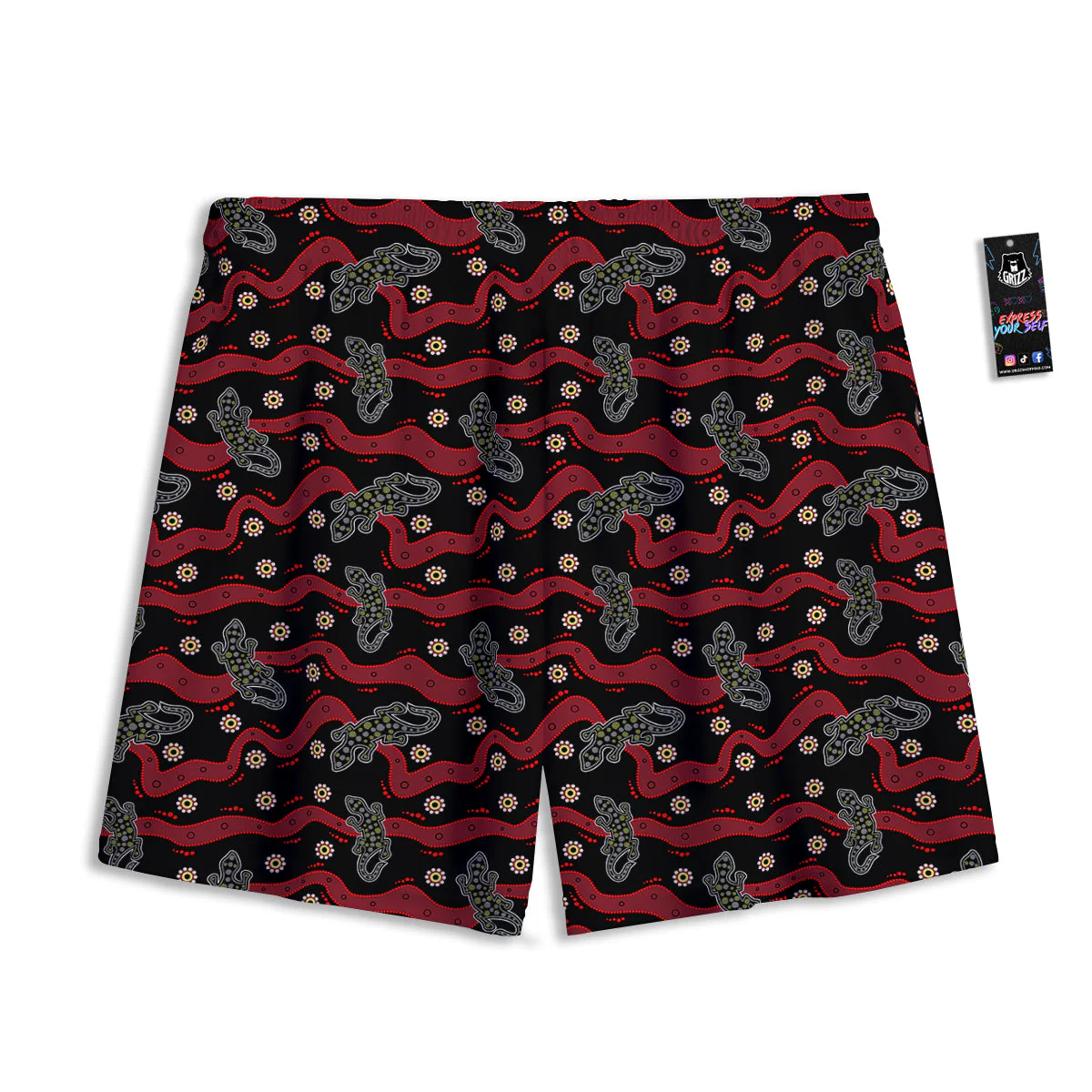 Lizard Aboriginal Print Pattern Mesh Shorts - Image 2