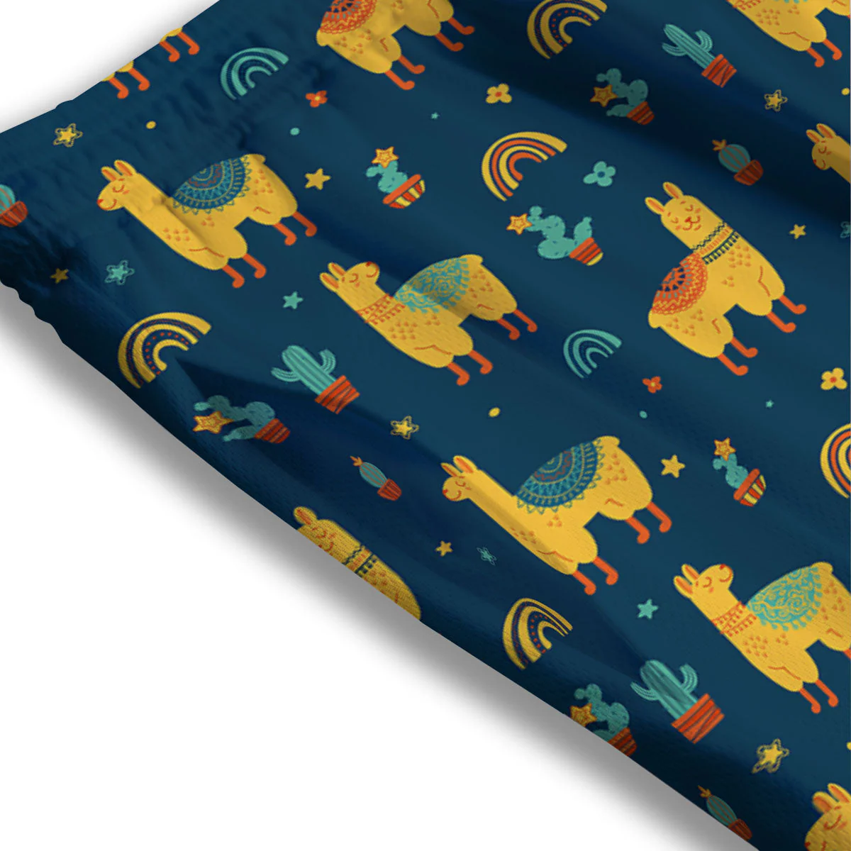 Llama And Cute Cactus Print Pattern Mesh Shorts - Image 3
