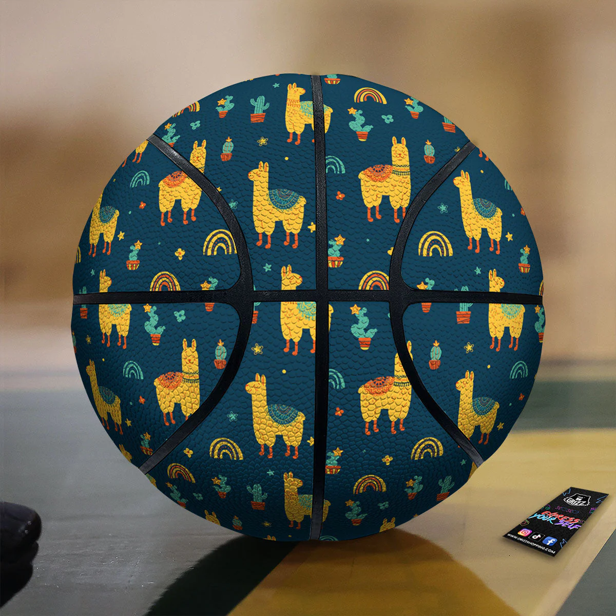 Llama Yellow Print Pattern Basketball
