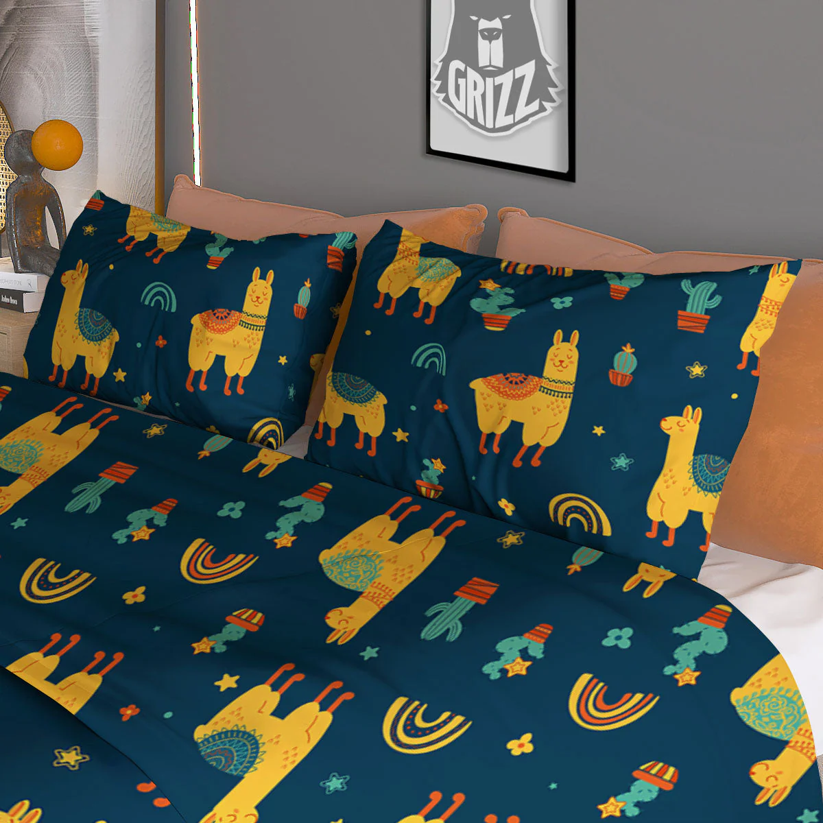 Llama Yellow Print Pattern Duvet Cover Bedding Set - Image 3