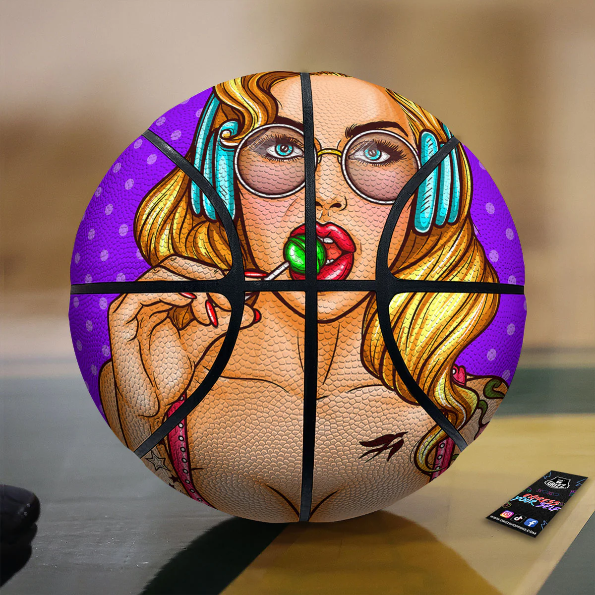 Lollipop And Punk Girl Print Basketball