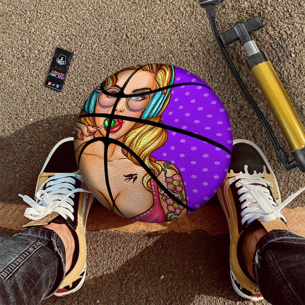 Lollipop And Punk Girl Print Basketball - Image 2