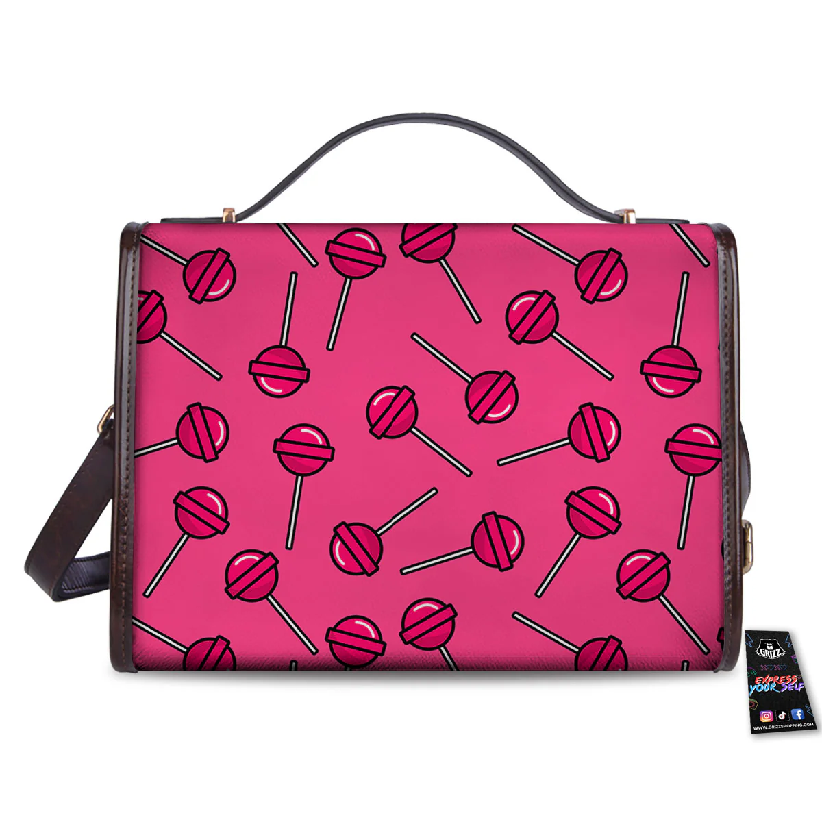 Lollipop Candy Pink Print Pattern Women's Satchel Bag - Image 2