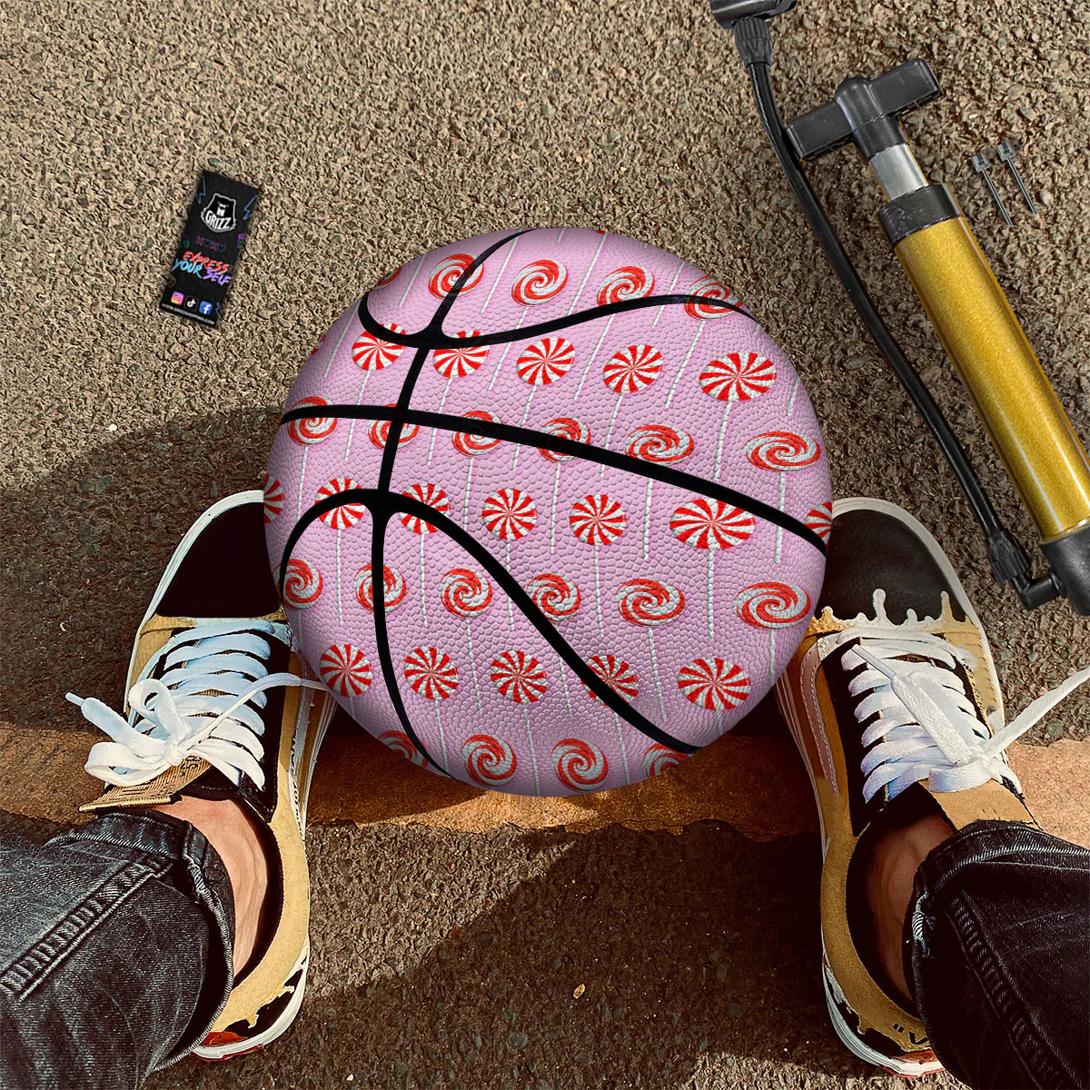 Lollipop Candy Red Print Pattern Basketball - Image 2