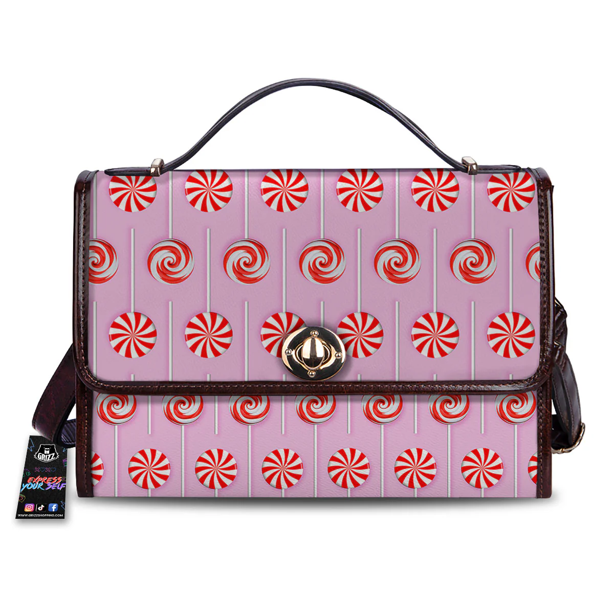 Lollipop Candy Red Print Pattern Women's Satchel Bag