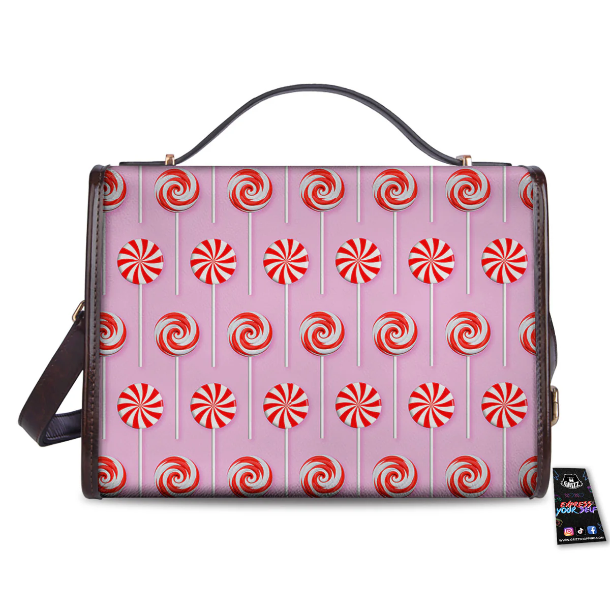 Lollipop Candy Red Print Pattern Women's Satchel Bag - Image 2
