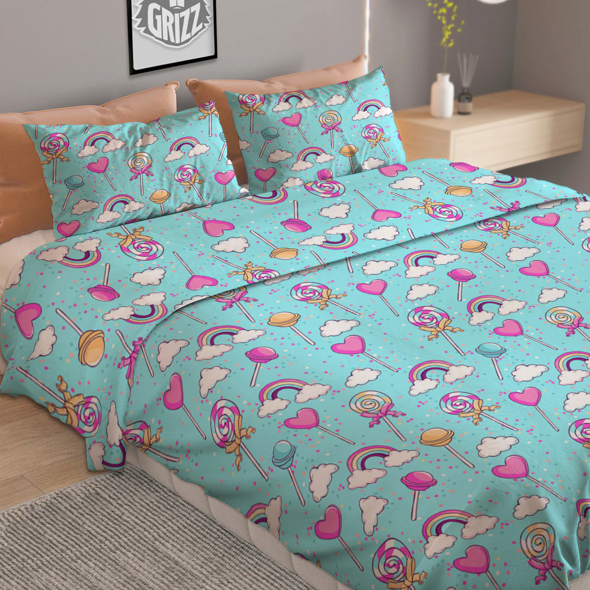 Lollipop Cute Print Pattern Duvet Cover Bedding Set - Image 2