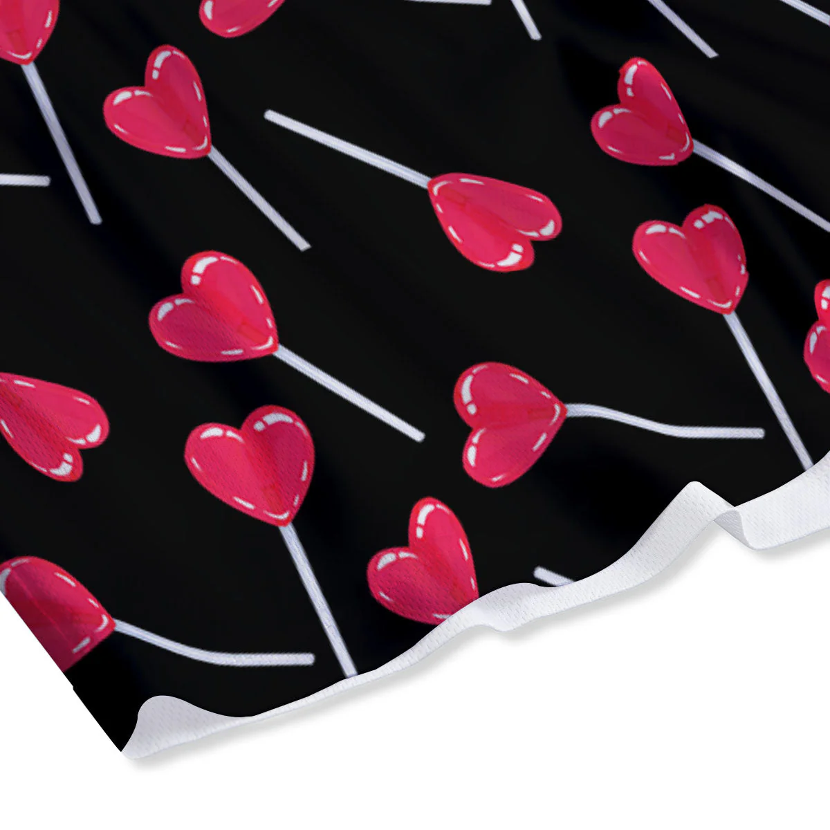 Lollipop Red Heart Print Pattern Mesh Shorts - Image 4