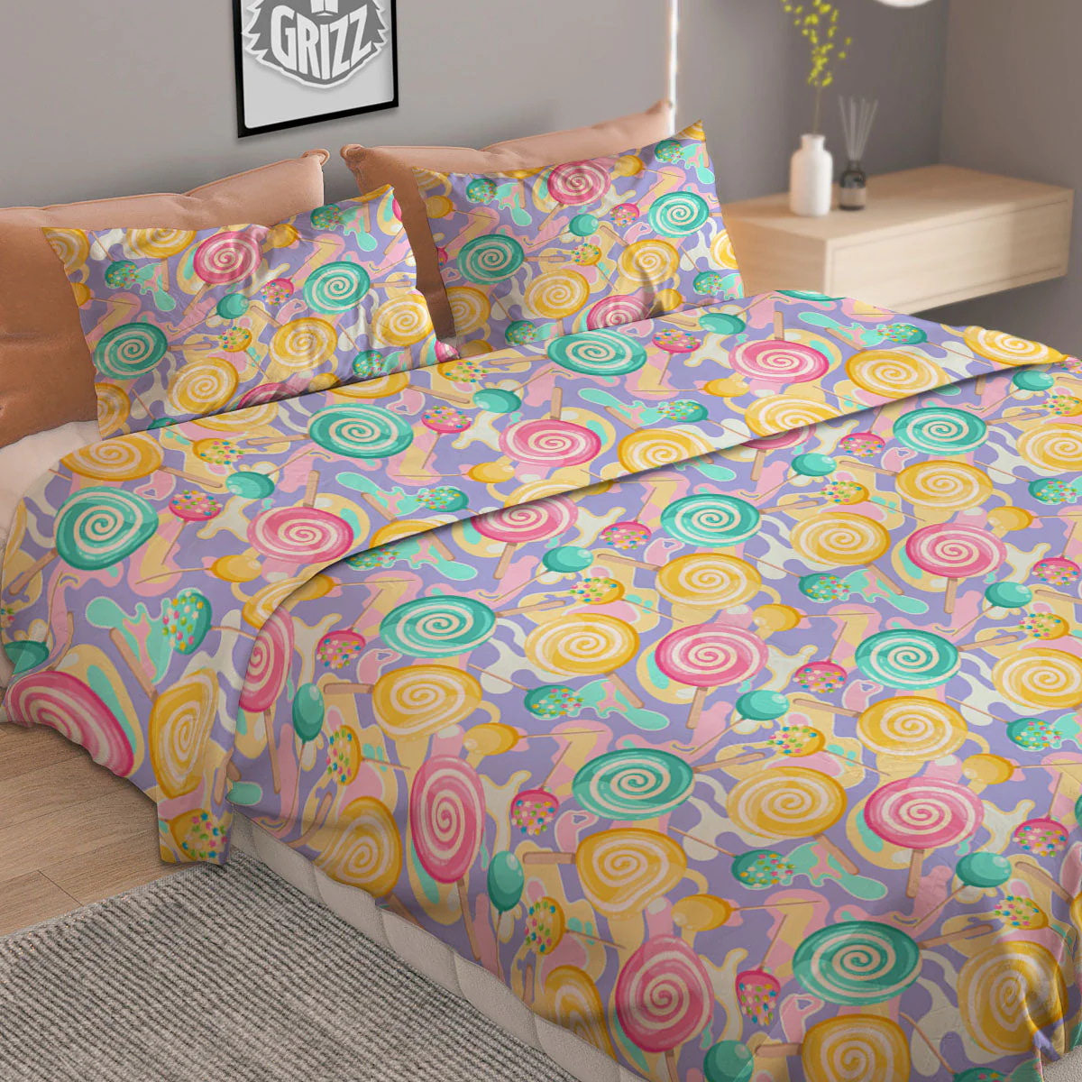 Lollipop Swirl Colorful Print Pattern Duvet Cover Bedding Set - Image 2