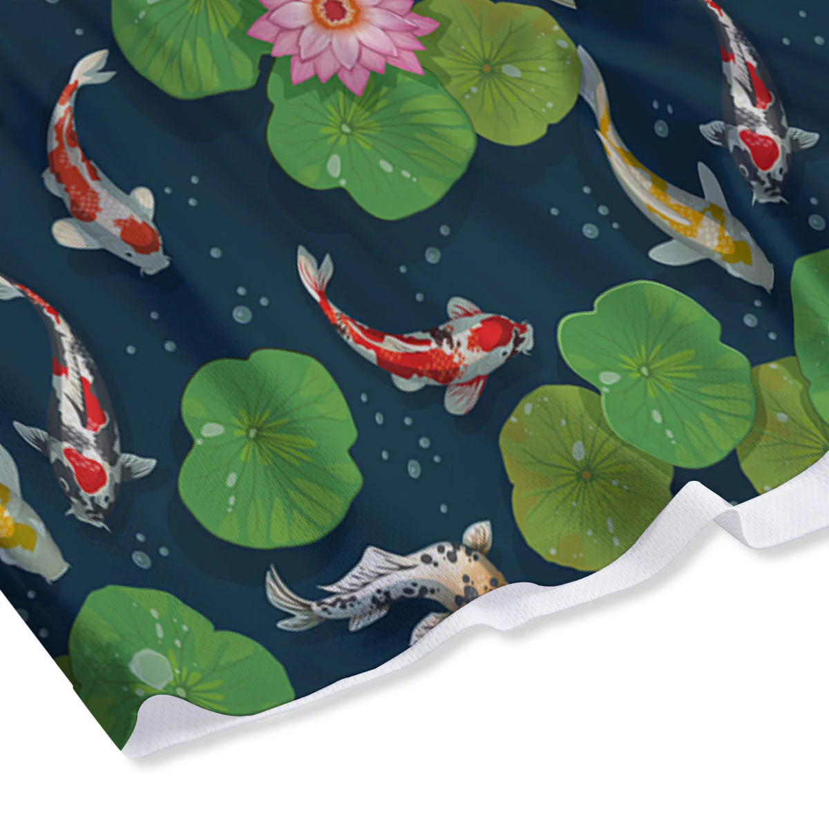 Lotus And Koi Carp Print Pattern Mesh Shorts - Image 4