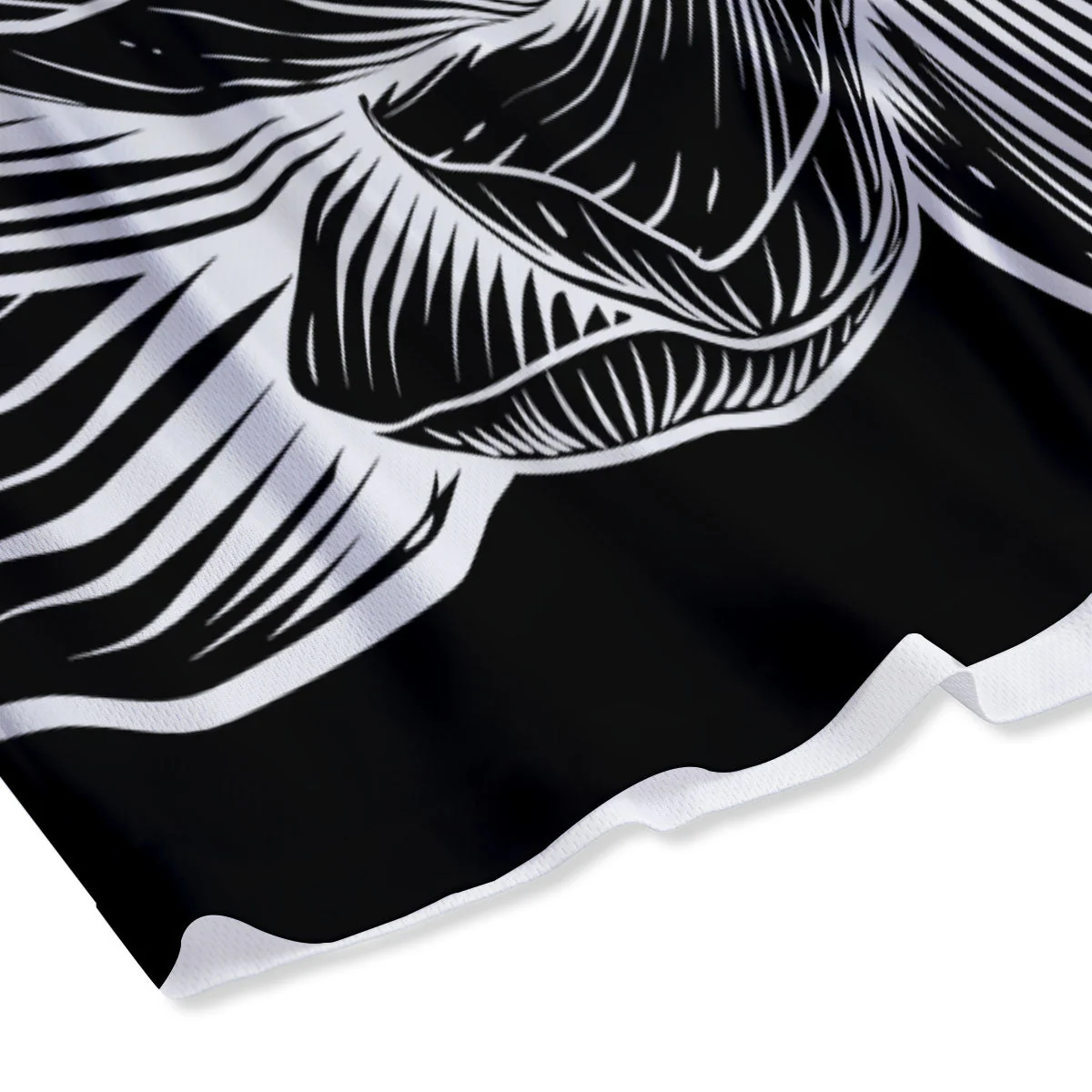 Lotus Flower White And Black Print Mesh Shorts - Image 4