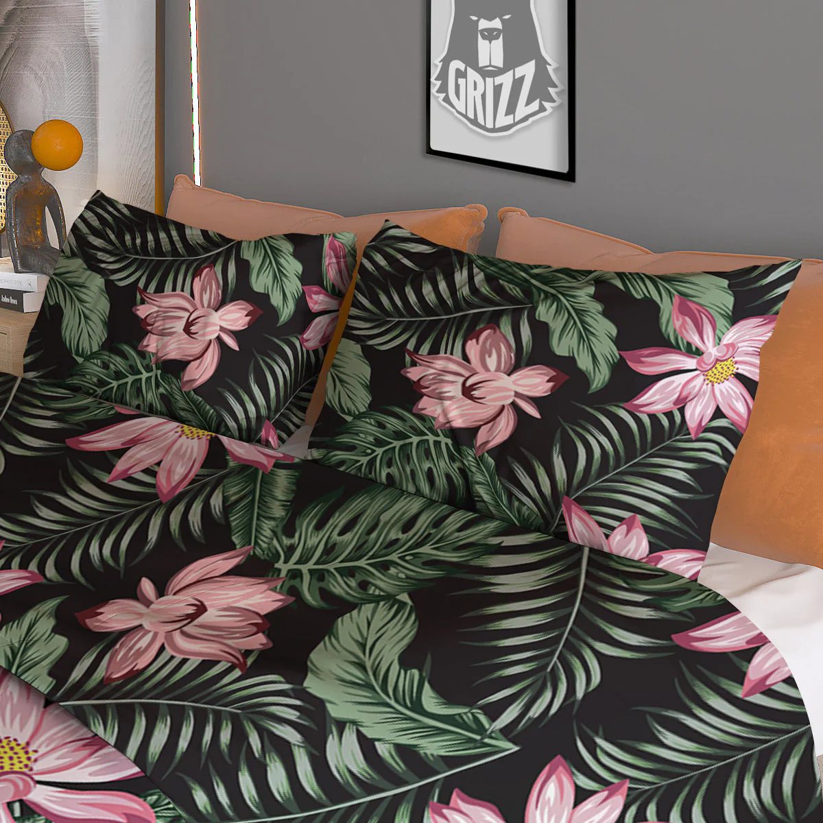 Lotus Tropical Print Pattern Duvet Cover Bedding Set - Image 3