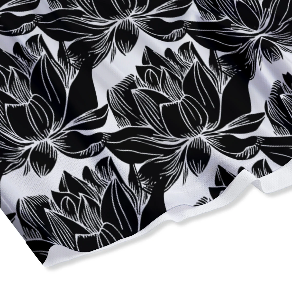 Lotus White And Black Print Pattern Mesh Shorts - Image 4