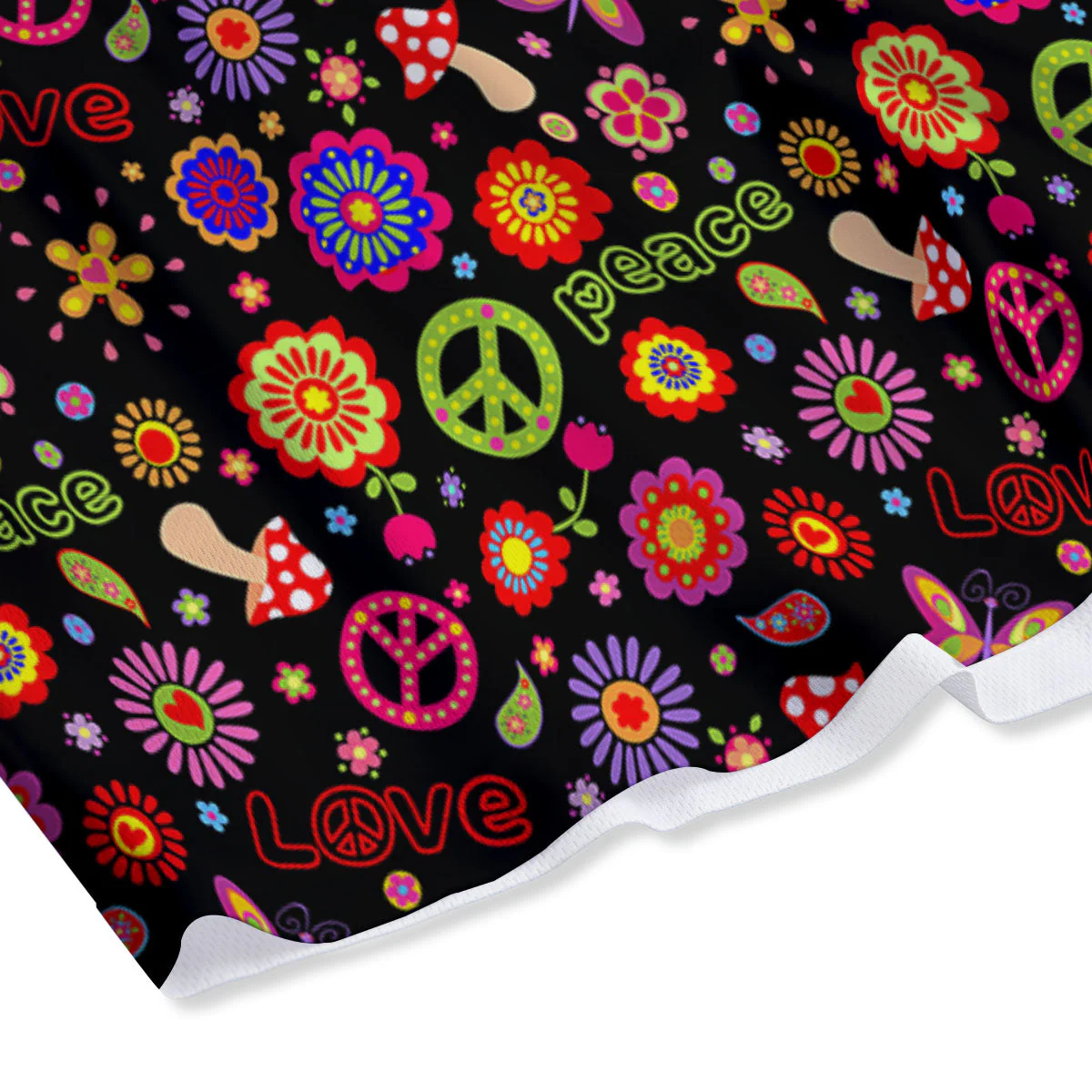 Love And Hippie Peace Sign Print Pattern Mesh Shorts - Image 4