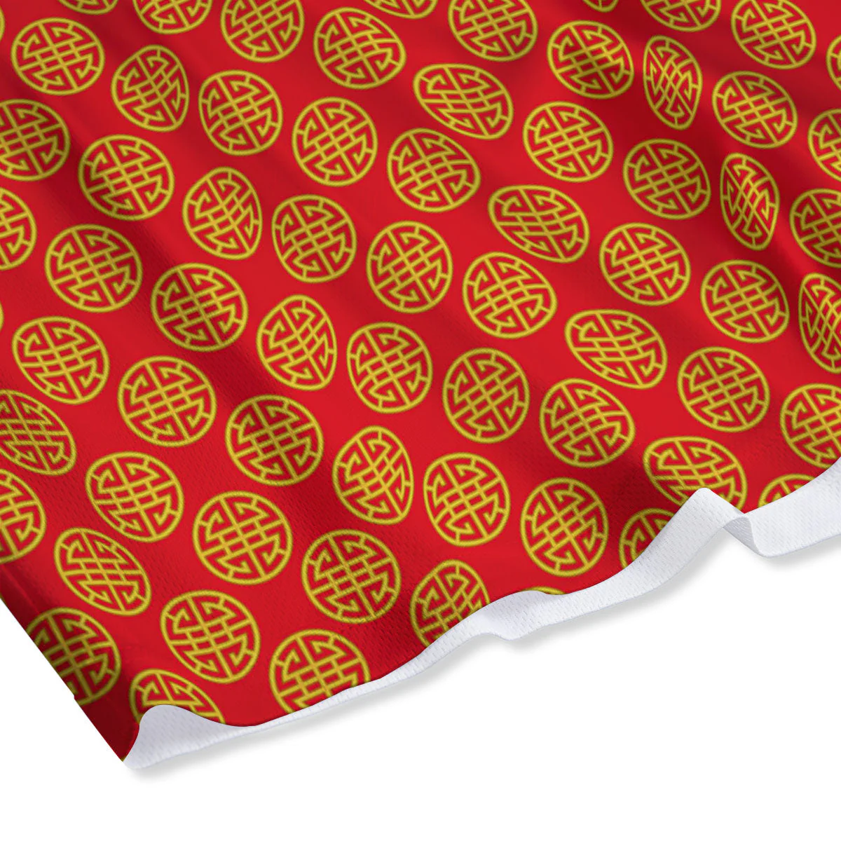 Lu Symbol Chinese Print Pattern Mesh Shorts - Image 4